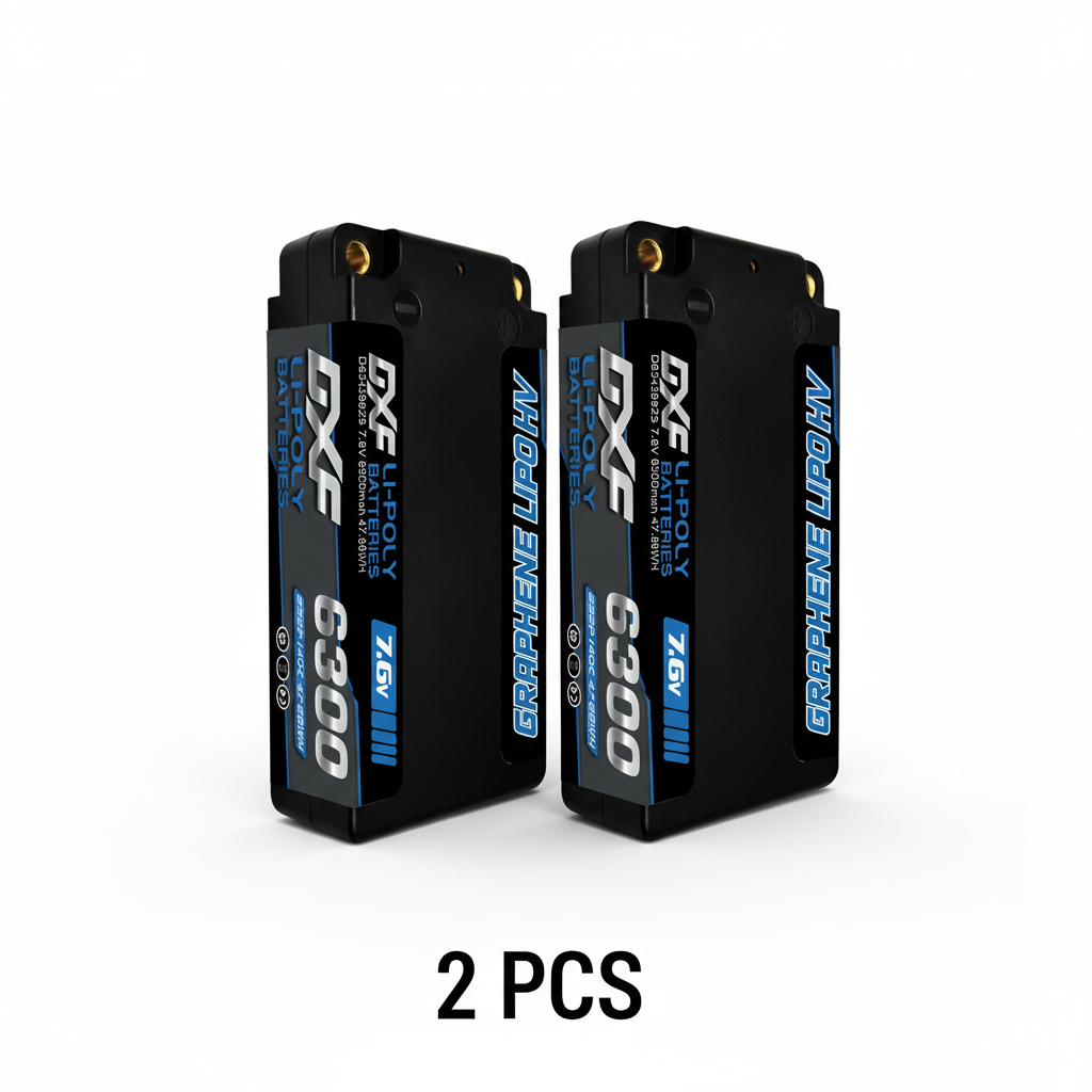 DXF Lipo Battery 2S 7.6V 6300mAh 140C Shorty 5MM Hardcase Battery Graphene Battery for RC Truck Drone 1/10 1/8 Scale Traxxas Slash 4x4 RC Car Buggy Truggy