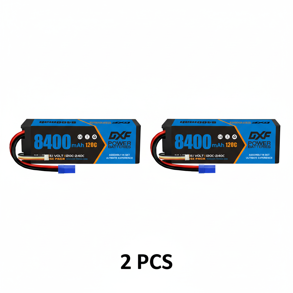 DXF 3S 11.1V 8400mAh 120C Hardcase LiPo Battery with 10AWG EC5 for 1/8 1/10 RC Cars, Trucks, Buggies (1-6 Pack Available)
