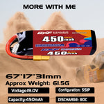 DXF LiPo Battery 5S HV 19.0V 450mAh 80C with PH2.0 / JST / XT30 / SM / XT60 / EC5 / XT90 for FPV Drone Whoop Micro Racing