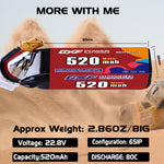 DXF LiPo Battery 6S HV 22.8V 520mAh 80C with PH2.0 / JST / XT30 / SM / XT60 / EC5 / XT90 for FPV Drone Whoop Micro Racing