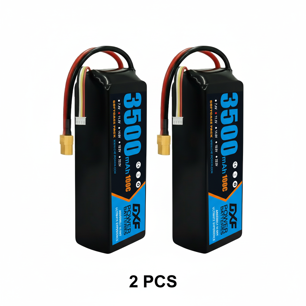 DXF 3S 11.1V 3500mAh 100C Graphene Softcase LiPo Battery with XT60 & 12AWG Wire for RC Cars, Boats & Aircraft Models (1-6 Pack)