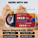 DXF 6S 22.2V 1400mAh 150C LiPo Battery for FPV Micro Drones (PH2.0 / JST / XT30 / SM / XT60 / EC5 / XT90 Options)
