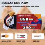 DXF LiPo Battery 2S 7.4V 350mAh 60C with PH2.0 / JST / XT30 / SM / XT60 / EC5 / XT90 for FPV Drone Whoop Micro Racing