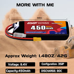 DXF LiPo Battery 3S HV 11.4V 450mAh 80C with PH2.0 / JST / XT30 / SM / XT60 / EC5 / XT90 for FPV Drone Whoop Micro Racing