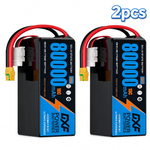 DXF SEMI-SOLID 6S 22.2V 80000mAh 10C Soft Case LiPo Battery with 8AWG Wire for Toy Cars, Boats, UAVs & Drones (1-6 Pack)