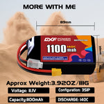 DXF 3S 11.1V 1100mAh 140C LiPo Battery for FPV Micro Drones (PH2.0 / JST / XT30 / SM / XT60 / EC5 / XT90 Options)