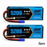 DXF 3S 11.1V 5200mAh 80C Hardcase LiPo Battery with EC5 & 10AWG Wire for Toy Cars, RC Boats, Aircraft Models & FPV Drones (1-6 Pack)