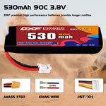 DXF 1S 3.8V 530mAh 90C LiPo Battery for FPV Micro Drones (PH2.0 / JST / XT30 / SM / XT60 / EC5 / XT90 Options)