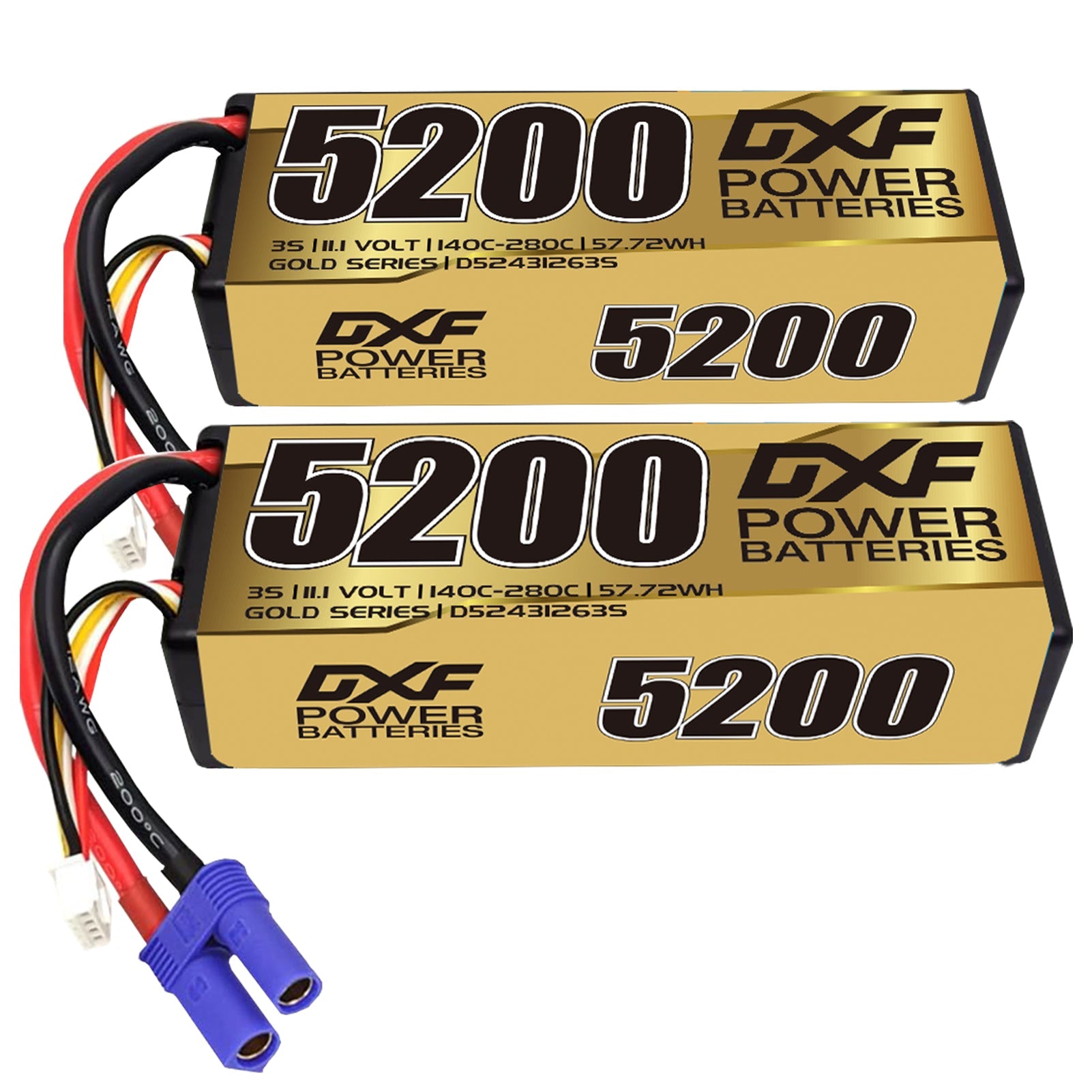 DXF LiPo Battery 3S 11.1V 5200mAh 140C Graphene Hardcase with EC5 / T / TRX / XT60 / XT90 / XT150 / Q8s Plug for RC 1/8 1/10 Buggy Truck Car Off-Road Drone