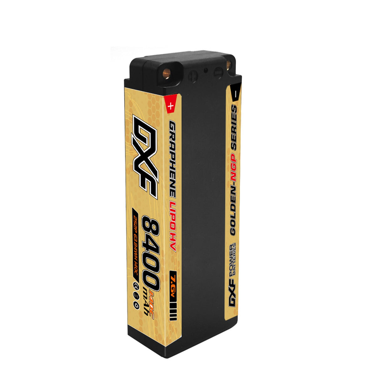 DXF LiPo Battery 2S2P HV 7.6V 8400mAh 140C Graphene NGP Gold Version with 5mm Bullet / EC5 / T / TRX / XT60 / XT90 / XT150 / Q8s Plug for RC 1/10 1/8 1/5 Scale Car Racing