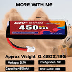 DXF LiPo Battery 1S 3.7V 450mAh 80C with PH2.0 / JST / XT30 / SM / XT60 / EC5 / XT90 for FPV Drone Whoop Micro Racing