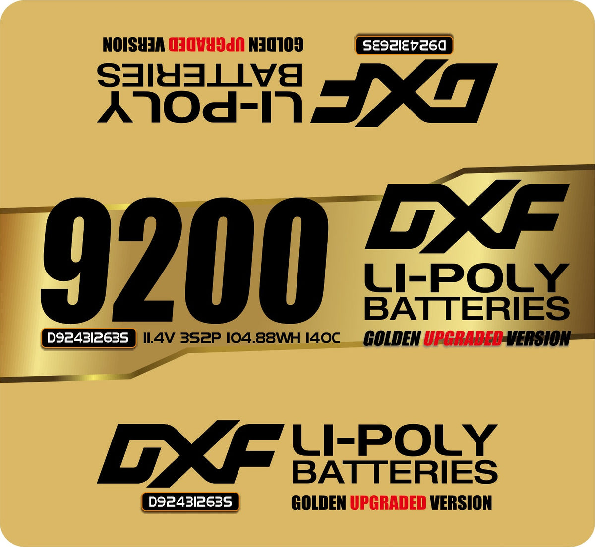 DXF 3S 11.4V 9200mAh 140C Hardcase LiPo Battery with 10AWG EC5 for 1/8 1/10 RC Cars, Boats, Trucks (1-6 Pack Available)