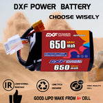 DXF 4S 15.2V 650mAh 120C LiPo Battery for FPV Micro Drones (PH2.0 / JST / XT30 / SM / XT60 / EC5 / XT90 Options)