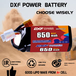 DXF LiPo Battery 4S 14.8V 650mAh 80C with PH2.0 / JST / XT30 / SM / XT60 / EC5 / XT90 for FPV Drone Whoop Micro Racing
