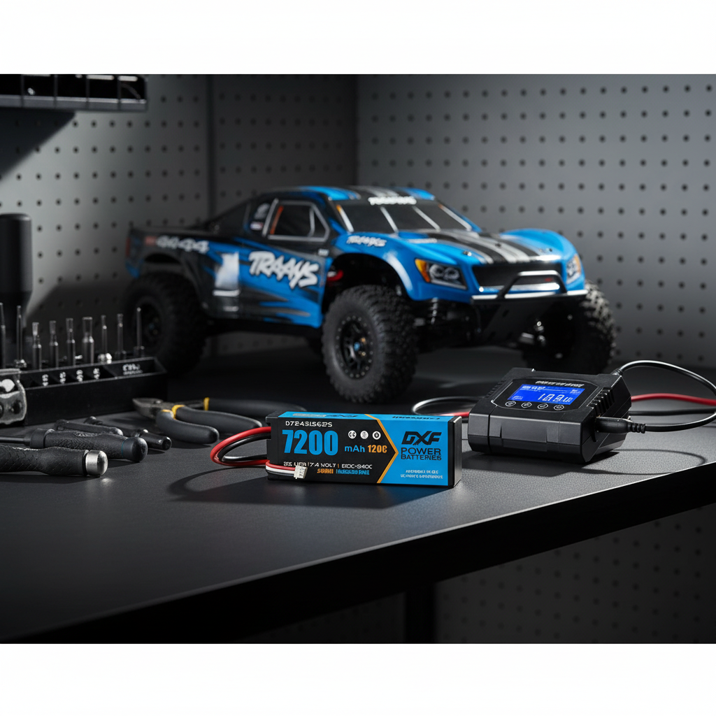 DXF 2S 7.4V 7200mAh 120C Hardcase LiPo Battery with 10AWG Deans for 1/10 1/8 RC Cars, Trucks, Buggies (2 & 4 Pack Available)