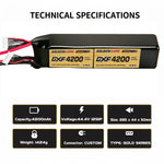 DXF Lipo Battery 12S 44.4V 4200mAh 150C GoldSeries Graphene Softcase with EC5 / T / TRX / XT60 / XT90 / XT150 / Q8s Plug for RC 1/8 1/10 Buggy Truck Car Off-Road Drone