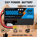 DXF SEMI-SOLID 14S 53.9V 100000mAh 15C Soft Case LiPo Battery with 8AWG Wire for Toy Cars, Boats, UAVs & Drones (1-6 Pack)