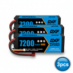 DXF BLUE Series 3S 11.1V 7200mAh 100C Graphene Hardcase LiPo Battery with Deans/T-Plug & 10AWG Wire (1-6 Pack)