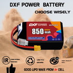 DXF 3S 11.4V 850mAh 120C LiPo Battery for FPV Micro Drones (PH2.0 / JST / XT30 / SM / XT60 / EC5 / XT90 Options)