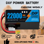 DXF 6S 22.2V 22000mAh 100C Soft Case LiPo Battery with 10AWG Wire for Toy Cars, Boats, UAVs & Drones (1-6 Pack)