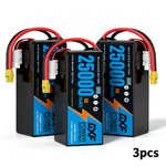 DXF SEMI-SOLID 14S 51.8V 25000mAh 5C Soft Case LiPo Battery with 8AWG Wire for Toy Cars, Boats, UAVs & Drones (1-6 Pack)