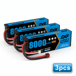 DXF 2S 7.4V 8000mAh 140C Graphene LiPo Hardcase Battery with 10AWG Deans T-Plug for 1/8 1/10 RC Car Truck Boat Drone (1-6 Pack Available)