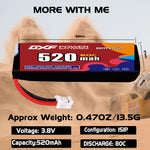 DXF LiPo Battery 1S HV 3.8V 520mAh 80C with PH2.0 / JST / XT30 / SM / XT60 / EC5 / XT90 for FPV Drone Whoop Micro Racing