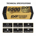 DXF Gold Series 4S HV 15.2V 6500mAh 140C Graphene LCG Hardcase LiPo with 5mm to EC5 & 10AWG Wire (1-6 Pack)