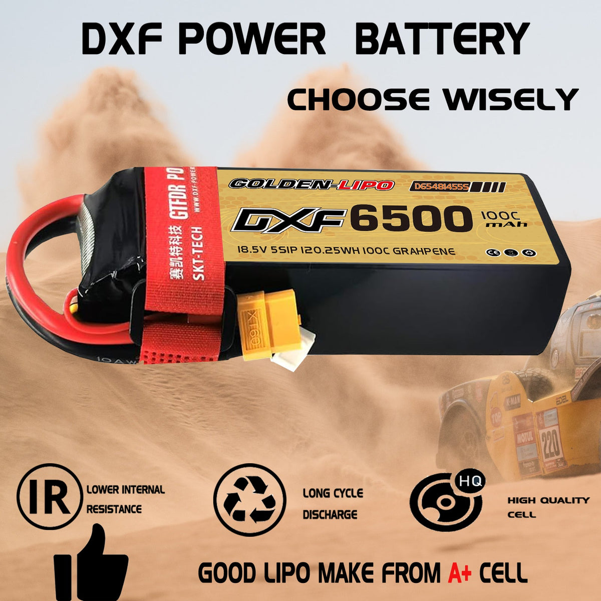 DXF Lipo Battery 5S 18.5V 6500mAh 100C Graphene Softcase with EC5 / T / TRX / XT60 / XT90 / XT150 / Q8s Plug for RC 1/8 1/10 Buggy Truck Car Off-Road Drone
