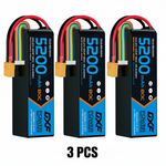 DXF 6S 22.2V 5200mAh 80C Softcase LiPo Battery with XT90 & 10AWG Wire for 1/8 RC Cars (1-6 Pack)