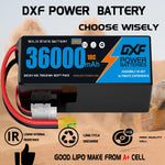 DXF SEMI-SOLID 6S 22.2V 36000mAh 10C Soft Case LiPo Battery with 8AWG Wire for Toy Cars, Boats, UAVs & Drones (1-6 Pack)