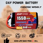 DXF 5S 18.5V 1550mAh 150C LiPo Battery for FPV Micro Drones (PH2.0 / JST / XT30 / SM / XT60 / EC5 / XT90 Options)