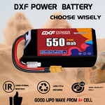 DXF LiPo Battery 2S 7.4V 550mAh 70C with PH2.0 / JST / XT30 / SM / XT60 / EC5 / XT90 for FPV Drone Whoop Micro Racing