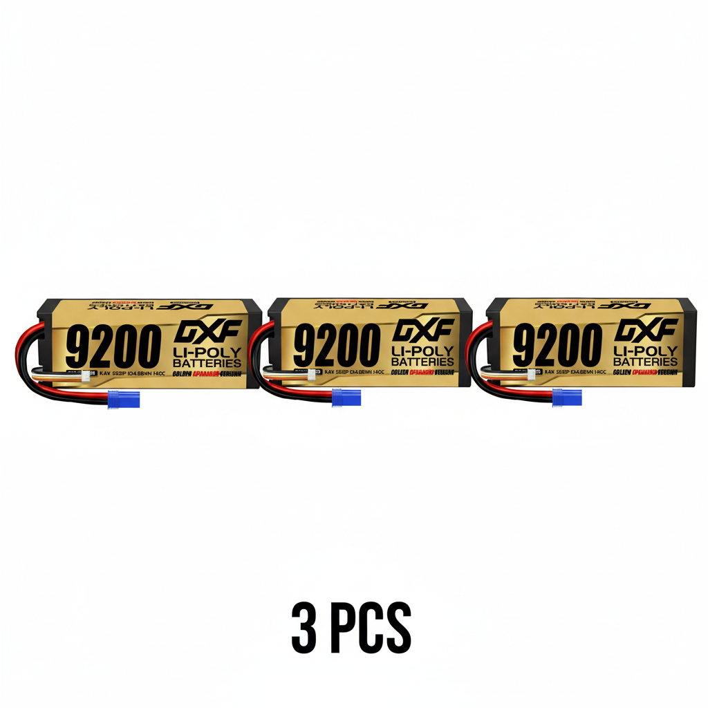 DXF 3S 11.4V 9200mAh 140C Hardcase LiPo Battery with 10AWG EC5 for 1/8 1/10 RC Cars, Boats, Trucks (1-6 Pack Available)