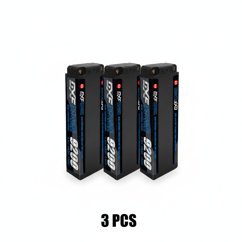 DXF 2S 7.6V Lipo Battery 130C 9200mAh Hardcase with 5mm Bullet to Deans Plug for RC 1/8 Vehicles Car Truck Tank Truggy Competition Racing Hobby