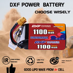 DXF 6S 22.8V 1100mAh 120C LiPo Battery for FPV Micro Drones (PH2.0 / JST / XT30 / SM / XT60 / EC5 / XT90 Options)