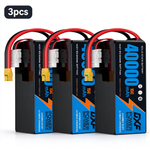 DXF SEMI-SOLID 12S 46.2V 40000mAh 15C Soft Case LiPo Battery with 8AWG Wire for Toy Cars, Boats, UAVs & Drones (1-6 Pack)