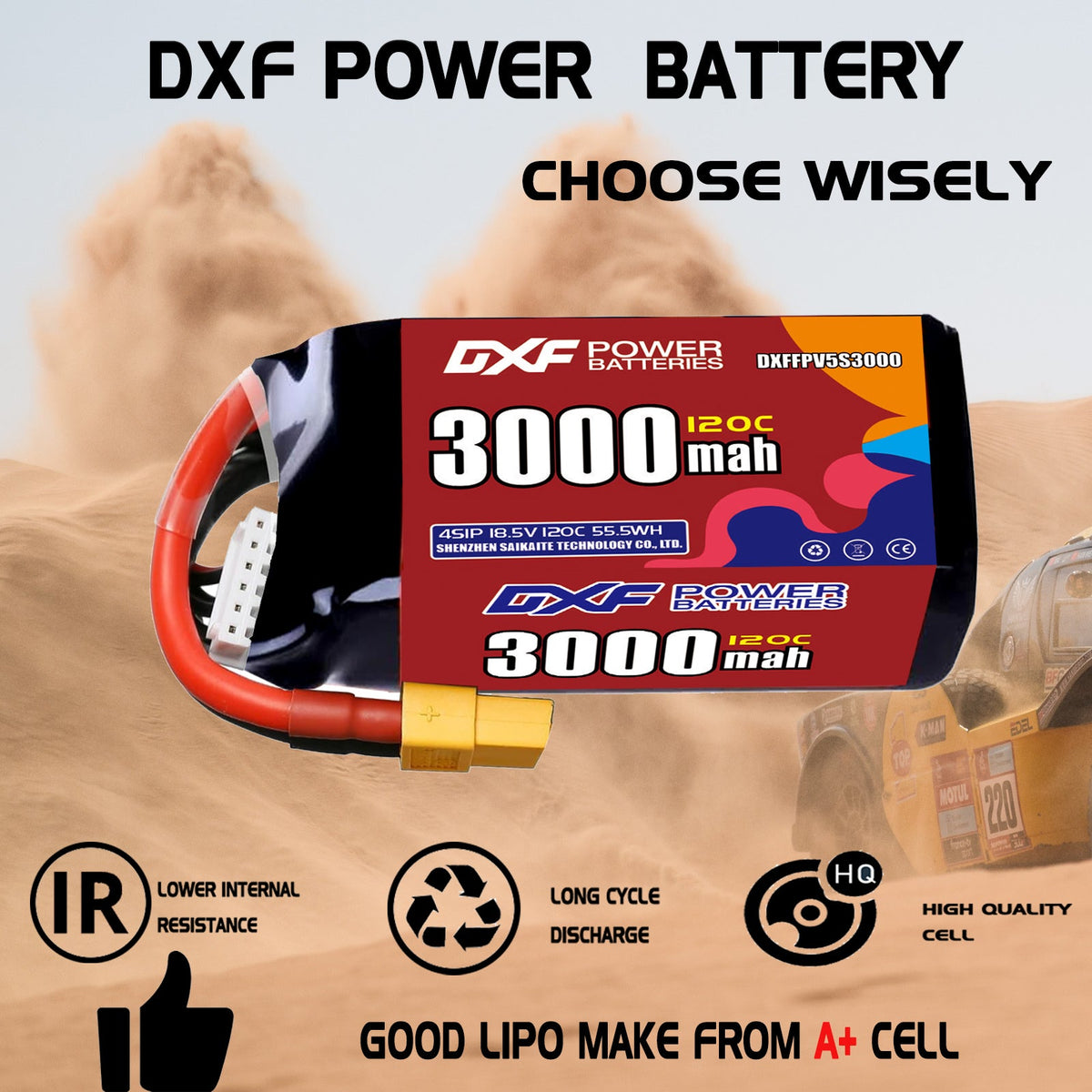 DXF 5S 18.5V 3000mAh 120C LiPo Battery for FPV Micro Drones (PH2.0 / JST / XT30 / SM / XT60 / EC5 / XT90 Options)