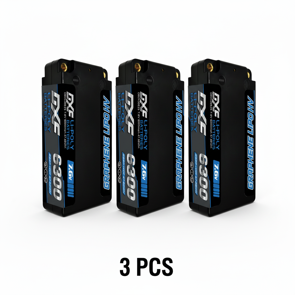 DXF Lipo Battery 2S 7.6V 6300mAh 140C Shorty 5MM Hardcase Battery Graphene Battery for RC Truck Drone 1/10 1/8 Scale Traxxas Slash 4x4 RC Car Buggy Truggy