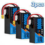 DXF SEMI-SOLID 12S 44.4V 10000mAh 15C Soft Case LiPo Battery with 8AWG Wire for Toy Cars, Boats, UAVs & Drones (1-6 Pack)