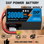 DXF 6S 22.2V 30000mAh 100C Soft Case LiPo Battery with 8AWG Wire for Toy Cars, Boats, UAVs & Drones (1-6 Pack)