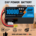 DXF 6S 22.2V 10000mAh 15C Soft Case LiPo Battery with 8AWG Wire for Toy Cars, Boats, UAVs & Drones (1-6 Pack)