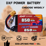 DXF 6S 22.2V 850mAh 80C LiPo Battery for FPV Micro Drones (PH2.0 / JST / XT30 / SM / XT60 / EC5 / XT90 Options)