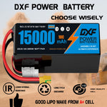DXF SEMI-SOLID 12S 44.4V 15000mAh 10C Soft Case LiPo Battery with 8AWG Wire for UAVs & Drones (1-6 Pack)