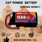 DXF 2S 7.4V 1550mAh 140C LiPo Battery for FPV Micro Drones (PH2.0 / JST / XT30 / SM / XT60 / EC5 / XT90 Options)