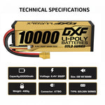 DXF LiPo Battery 3S HV 11.4V 10000mAh 150C Graphene Hardcase Gold with EC5 / T / TRX / XT60 / XT90 / XT150 / Q8s Plug for RC 1/8 1/10 Buggy Truck Car Off-Road Drone
