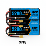 DXF 4S 14.8V 5200mAh 80C Hardcase LiPo Battery with XT90 & 10AWG Wire for RC Cars (1-6 Pack)