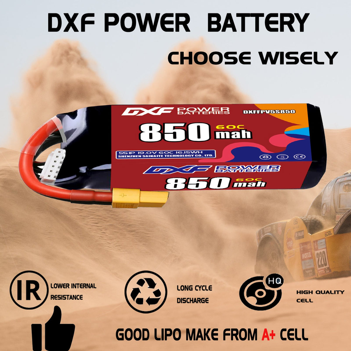 DXF LiPo Battery 5S HV 19.0V 850mAh 60C with PH2.0 / JST / XT30 / SM / XT60 / EC5 / XT90 for FPV Drone Whoop Micro Racing