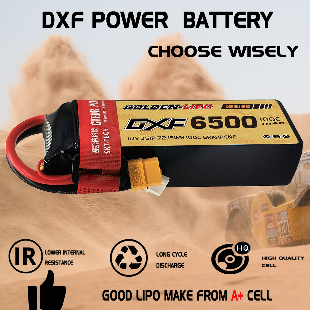 DXF Lipo Battery 3S 11.1V 6500mAh 100C Graphene Softcase with EC5 / T / TRX / XT60 / XT90 / XT150 / Q8s Plug for RC 1/8 1/10 Buggy Truck Car Off-Road Drone
