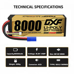 DXF Gold Standard 4S HV 15.2V 8000mAh 140C Graphene Hardcase LiPo Battery with EC5 & 10AWG Wire (1-6 Pack)